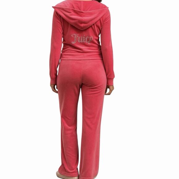 Juicy Couture Pants - Juicy Couture Size Velour Bling Tracksuits Set Hoodie Pants Pink Party Y2K Sz XL